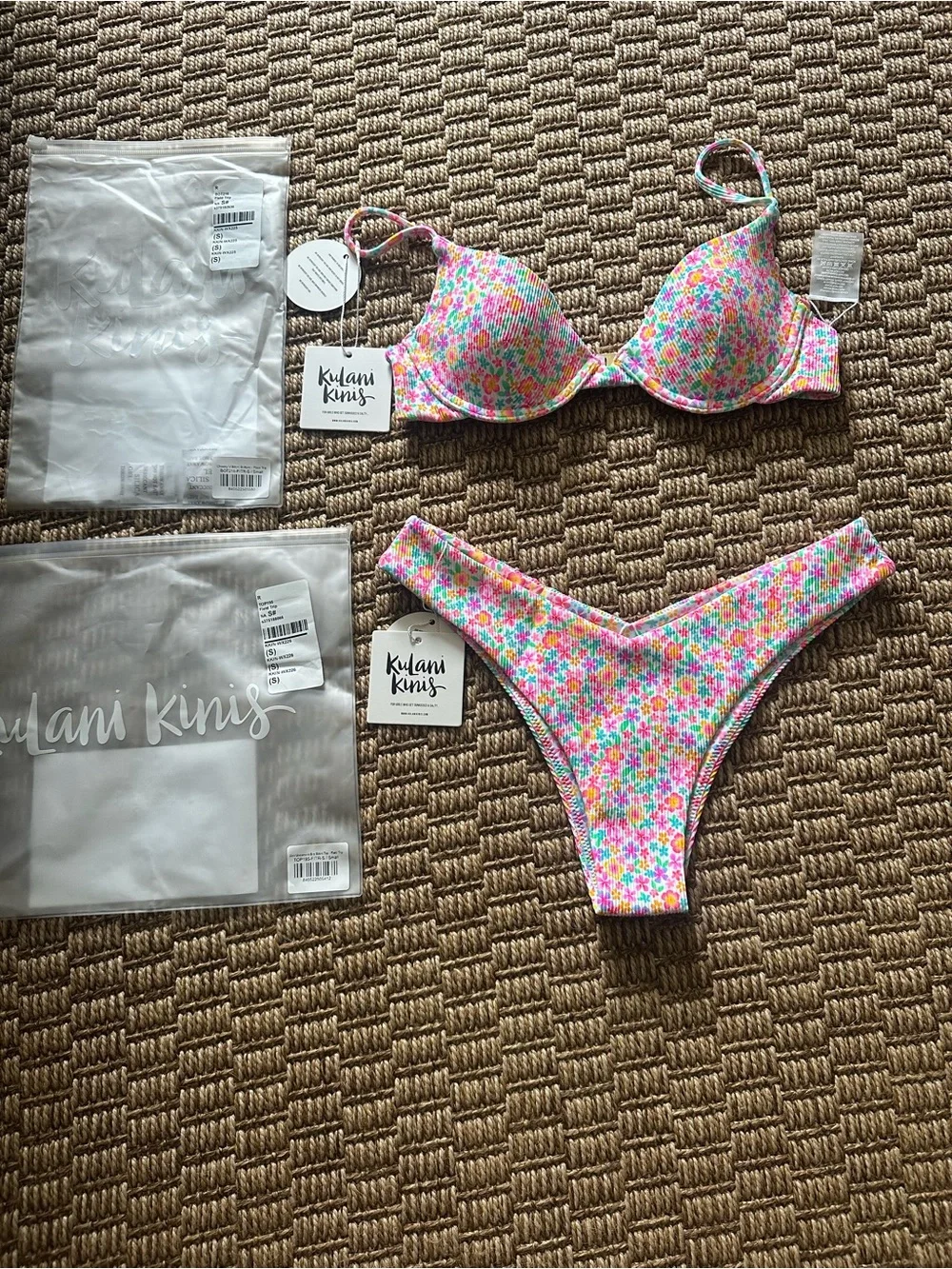 Kulani Kinis Pastel Floral Underwire Bikini in Pink